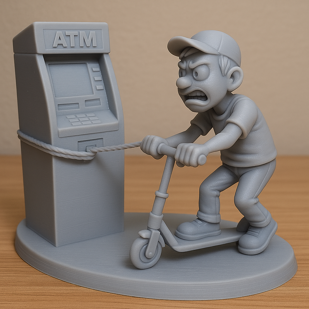 Włoch próbował ukraść bankomat… ciągnąc go elektryczną hulajnogą